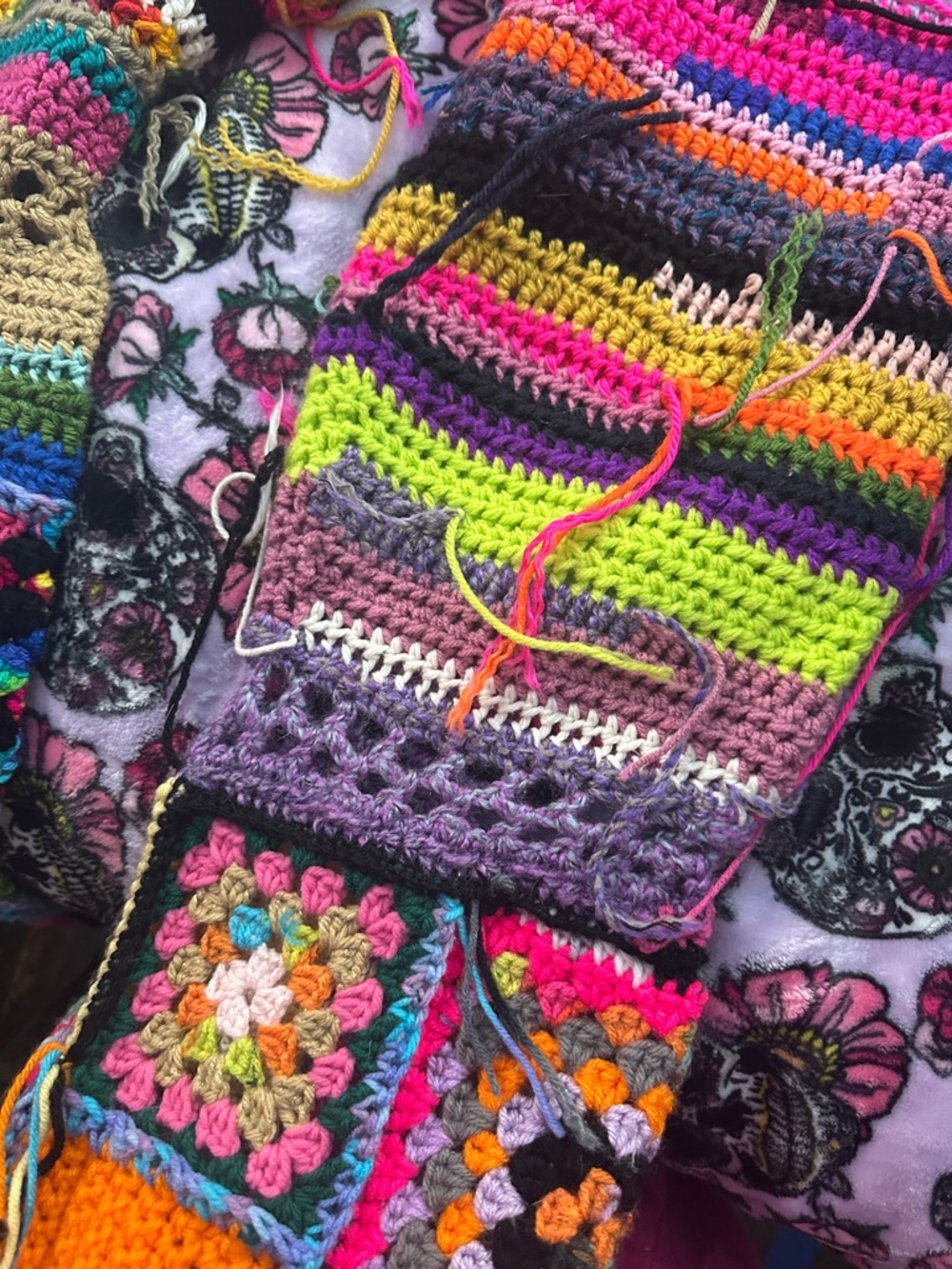 Handmade Crocheted Patchwork Pants in Multicolor - Picture 3 of 8